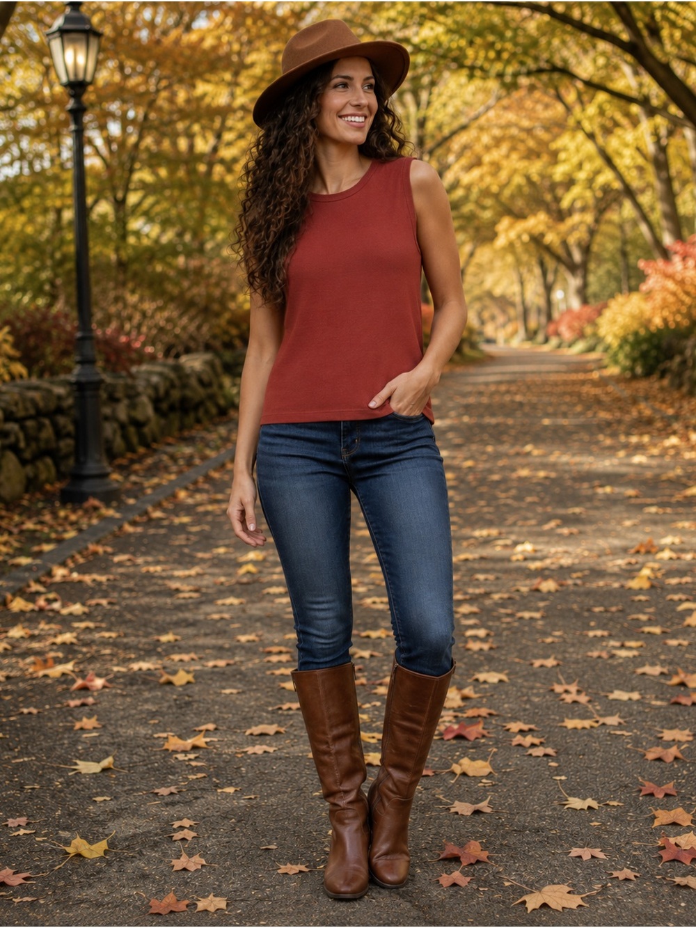 Carol Little Knitwear Sleeveless Blouse Women’s M Rust Burgundy NWOT Fall Top